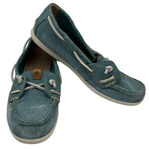 Sperry Women's Top-Sider Coil Canvas Slip-On Boat Shoes Size 7M Teal Blue Casual
